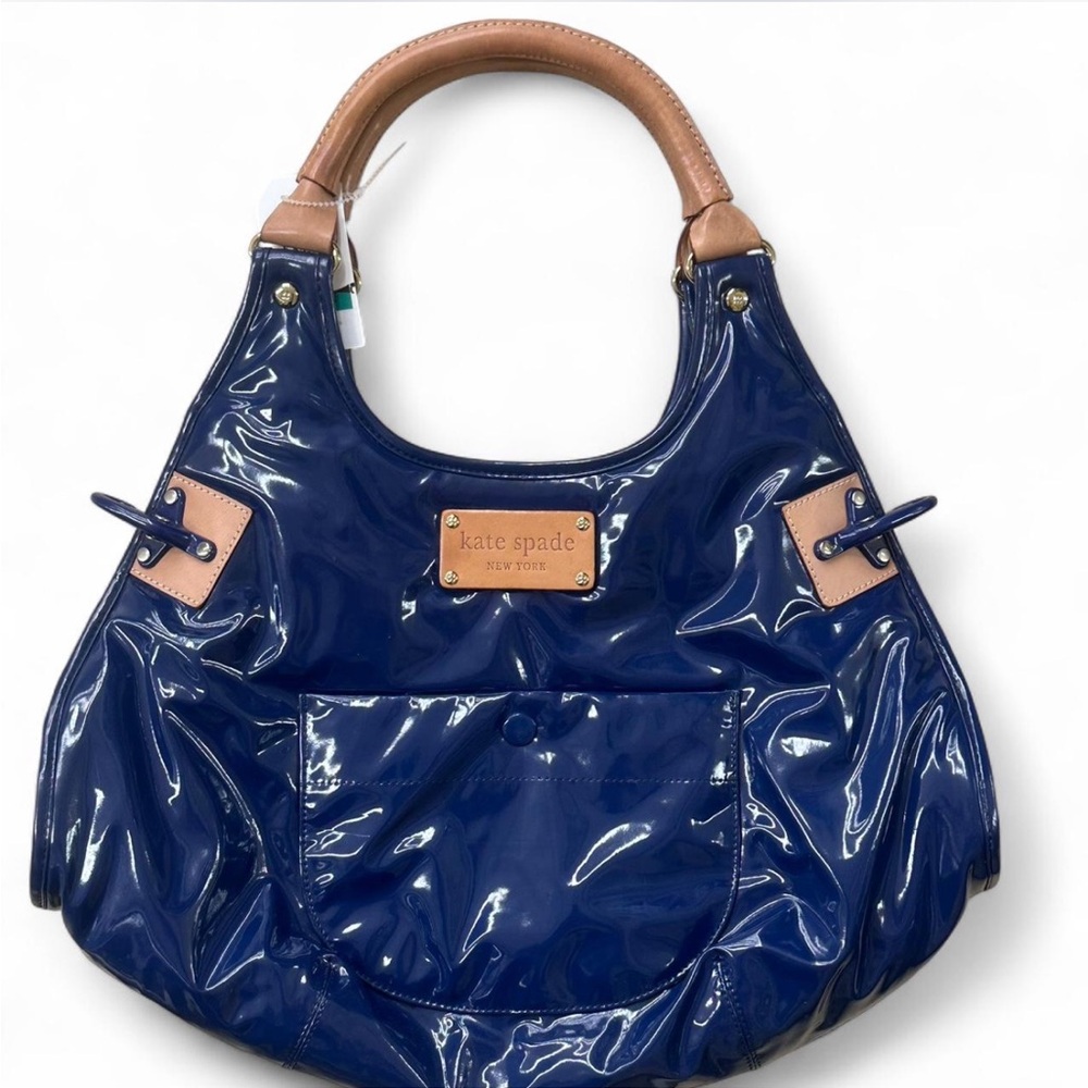 Kate Spade Shiny Navy Blue Shoulder Bag - image 1